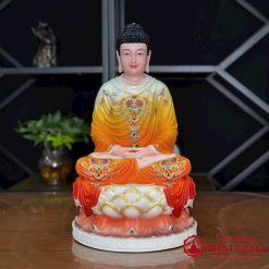 Tượng Phật Thích Ca Thủ Ấn Thiền Định, Chất Liệu Bột Đá Sơn Gấm Cam Vàng, Cao 30cm, 40cm, 48cm, 65cm 5 tuong phat thich ca thu an thien dinh chat lieu bot da som gam cam vang vat pham phat giao la boi 3