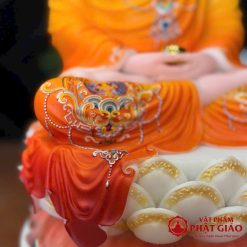 Tượng Phật Thích Ca Thủ Ấn Thiền Định, Chất Liệu Bột Đá Sơn Gấm Cam Vàng, Cao 30cm, 40cm, 48cm, 65cm 4 tuong phat thich ca thu an thien dinh chat lieu bot da som gam cam vang vat pham phat giao la boi 4