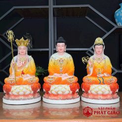 Tượng Phật Thích Ca Thủ Ấn Thiền Định, Chất Liệu Bột Đá Sơn Gấm Cam Vàng, Cao 30cm, 40cm, 48cm, 65cm 1 tuong phat thich ca thu an thien dinh chat lieu bot da som gam cam vang vat pham phat giao la boi 7