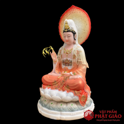 Tượng Quan Thế Âm Bồ Tát Bằng Bột Đá Ngồi Đế Bảo Liên Có Lá Đề, Cao 30cm, 40cm, 48cm, 65cm 3 tuong quan am bo tat bang bot da ngoi de bao lien co la de cao 30cm 40cm 48cm 65cm vat pham phat giao la boi 3