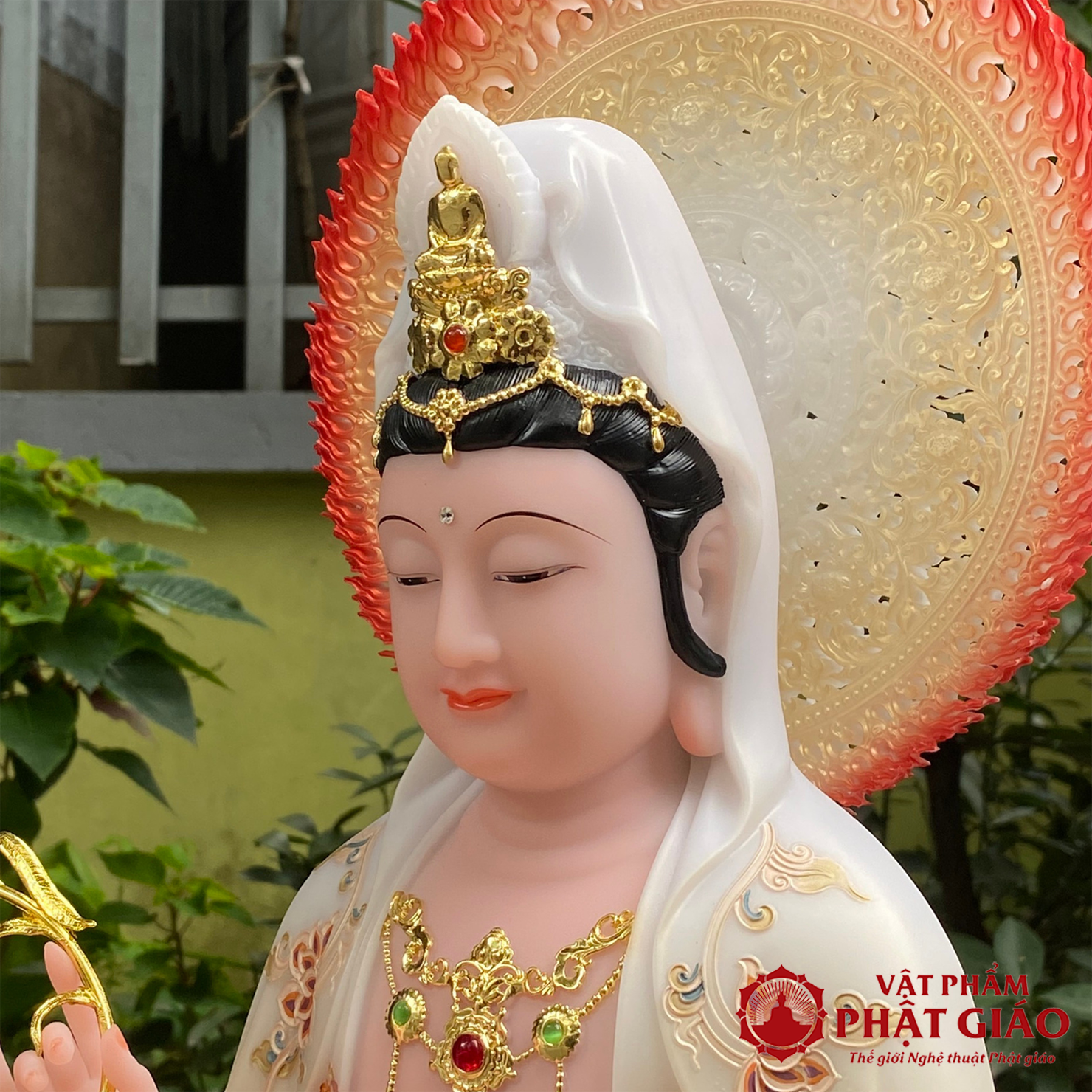 Tượng Quan Thế Âm Bồ Tát Bằng Bột Đá Ngồi Đế Bảo Liên Có Lá Đề, Cao 30cm, 40cm, 48cm, 65cm 7 tuong quan am bo tat bang bot da ngoi de bao lien co la de cao 30cm 40cm 48cm 65cm vat pham phat giao la boi 5