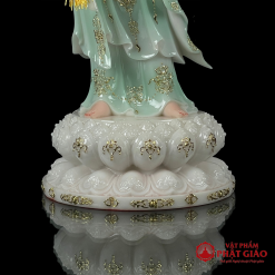 Tượng Quan Âm Bồ Tát Đứng Bằng Bột Đá, Màu Xanh Viền Vàng Cao Cấp, Cao 48cm, 65cm, 90cm 5 tuong quan am bo tat dung bang bot da mau xanh vien vang cao cap cao 48cm 65cm 90cm vat pham phat giao la boi 6