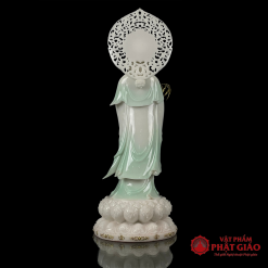 Tượng Quan Âm Bồ Tát Đứng Bằng Bột Đá, Màu Xanh Viền Vàng Cao Cấp, Cao 48cm, 65cm, 90cm 3 tuong quan am bo tat dung bang bot da mau xanh vien vang cao cap cao 48cm 65cm 90cm vat pham phat giao la boi 8