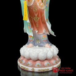 Tượng Quan Âm Bồ Tát Đứng Bằng Bột Đá Sơn Viền Vàng, Có Hào Quang, Cao 48cm, 65cm, 90cm 4 tuong quan am bo tat dung bang bot da son vien vang co hao quang cao cap cao 48cm 65cm 90cm vat pham phat giao la boi 3