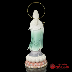 Tượng Quan Âm Bồ Tát Đứng Bằng Bột Đá Sơn Viền Vàng, Có Hào Quang, Cao 48cm, 65cm, 90cm 1 tuong quan am bo tat dung bang bot da son vien vang co hao quang cao cap cao 48cm 65cm 90cm vat pham phat giao la boi 6