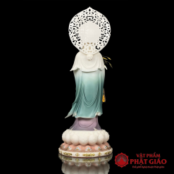 Tượng Phật Bà Quan Âm Đứng Bằng Bột Đá Có Lá Đề Sơn Viền Vàng, Cao 48cm, 65cm, 90cm 3 tuong quan am bo tat dung bang bot da son vien vang co la de cao cap cao 48cm 65cm 90cm vat pham phat giao la boi 3