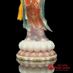 Tượng Phật Bà Quan Âm Đứng Bằng Bột Đá Có Lá Đề Sơn Viền Vàng, Cao 48cm, 65cm, 90cm 1 tuong quan am bo tat dung bang bot da son vien vang co la de cao cap cao 48cm 65cm 90cm vat pham phat giao la boi 5