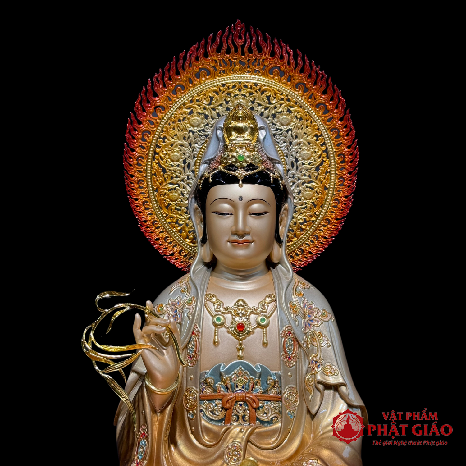 tuong-quan-am-bo-tat-ngoi-bang-dong-men-co-dat-vang-cao-cap-cao-30cm-40cm-48cm-vat-pham-phat-giao-la-boi-3 tuong quan am bo tat ngoi bang dong men co dat vang cao cap cao 30cm 40cm 48cm vat pham phat giao la boi 3