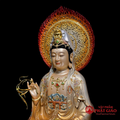 Tượng Quan Thế Âm Bồ Tát Ngồi Bằng Đồng Men Cổ Dát Vàng Cao Cấp, Cao 30cm, 40cm, 48cm 4 tuong quan am bo tat ngoi bang dong men co dat vang cao cap cao 30cm 40cm 48cm vat pham phat giao la boi 4
