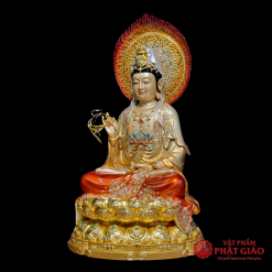 Tượng Quan Thế Âm Bồ Tát Ngồi Bằng Đồng Men Cổ Dát Vàng Cao Cấp, Cao 30cm, 40cm, 48cm 3 tuong quan am bo tat ngoi bang dong men co dat vang cao cap cao 30cm 40cm 48cm vat pham phat giao la boi 5