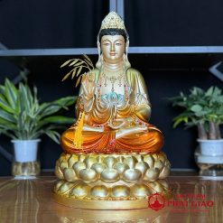 Tượng Quan Âm Bồ Tát Ngồi Đài Sen 3 Tầng, Bằng Bột Đá Sơn Màu Đồng, Cao 30cm, 40cm, 50cm 7 tuong quan am bo tat ngoi dai sen 3 tang bang bot da son mau dong cao cap cao 30cm 40cm 50cm vat pham phat giao la boi 3