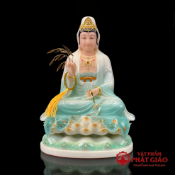 Tượng Quan Âm Bồ Tát Ngồi Đài Sen Bằng Bột Đá Sơn Màu Xanh Cao Cấp, Cao 30cm, 40cm, 48cm, 65cm 5 tuong quan am bo tat ngoi dai sen bang bot da son mau xanh cao cap cao 30cm 40cm 48cm 65cm vat pham phat giao la boi 2