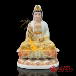 Tượng Quan Âm Bồ Tát Ngồi Đài Sen, Bằng Bột Đá Sơn Vàng, Cao 30cm, 40cm, 48cm, 65cm 4 tuong quan am bo tat ngoi dai sen bang bot da son vang cao cap cao 30cm 40cm 48cm 65cm vat pham phat giao la boi 2