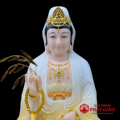 Tượng Quan Âm Bồ Tát Ngồi Đài Sen, Bằng Bột Đá Sơn Vàng, Cao 30cm, 40cm, 48cm, 65cm 1 tuong quan am bo tat ngoi dai sen bang bot da son vang cao cap cao 30cm 40cm 48cm 65cm vat pham phat giao la boi 5