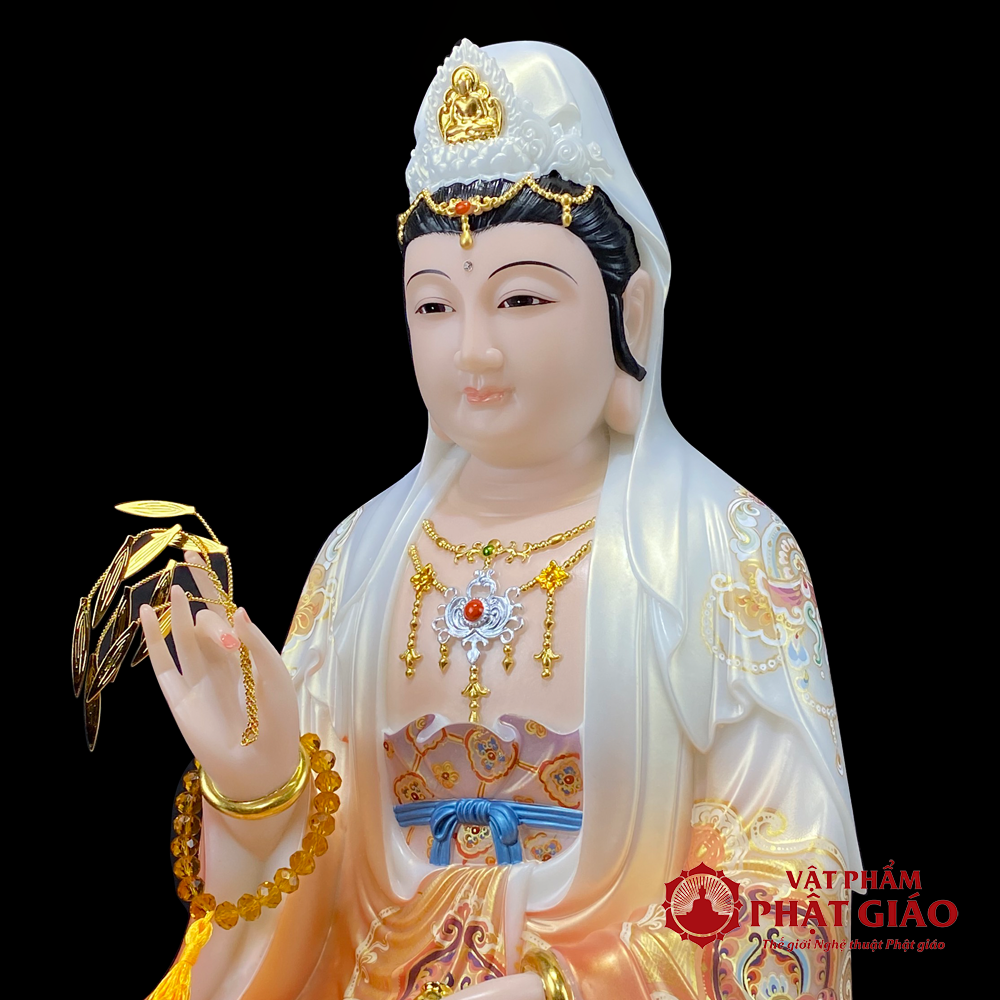 Tượng Quan Âm Bồ Tát Ngồi Đài Sen, Bằng Bột Đá Vẽ Gấm Sơn Đỏ Cao Cấp, Cao 40cm, 48cm, 65cm 9 tuong quan am bo tat ngoi dai sen bang bot da ve gam son do cao cap cao 40cm 48cm 65cm vat pham phat giao la boi 4