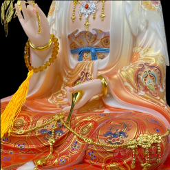 Tượng Quan Âm Bồ Tát Ngồi Đài Sen, Bằng Bột Đá Vẽ Gấm Sơn Đỏ Cao Cấp, Cao 40cm, 48cm, 65cm 2 tuong quan am bo tat ngoi dai sen bang bot da ve gam son do cao cap cao 40cm 48cm 65cm vat pham phat giao la boi 8