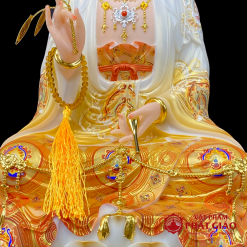 Tượng Quan Âm Bồ Tát Ngồi Đài Sen, Bằng Bột Đá Vẽ Gấm Sơn Vàng Cao Cấp, Cao 40cm, 48cm, 65cm 3 tuong quan am bo tat ngoi dai sen bang bot da ve gam son vang cao cap cao 40cm 48cm 65cm vat pham phat giao la boi 6