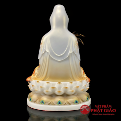 Tượng Quan Âm Bồ Tát Ngồi Đài Sen, Bằng Bột Đá Vẽ Gấm Sơn Vàng Cao Cấp, Cao 40cm, 48cm, 65cm 6 tuong quan am bo tat ngoi dai sen bang bot da ve gam son vang cao cap cao 40cm 48cm 65cm vat pham phat giao la boi 7