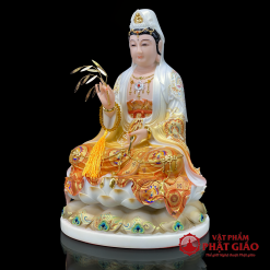 Tượng Quan Âm Bồ Tát Ngồi Đài Sen, Bằng Bột Đá Vẽ Gấm Sơn Vàng Cao Cấp, Cao 40cm, 48cm, 65cm 5 tuong quan am bo tat ngoi dai sen bang bot da ve gam son vang cao cap cao 40cm 48cm 65cm vat pham phat giao la boi 8