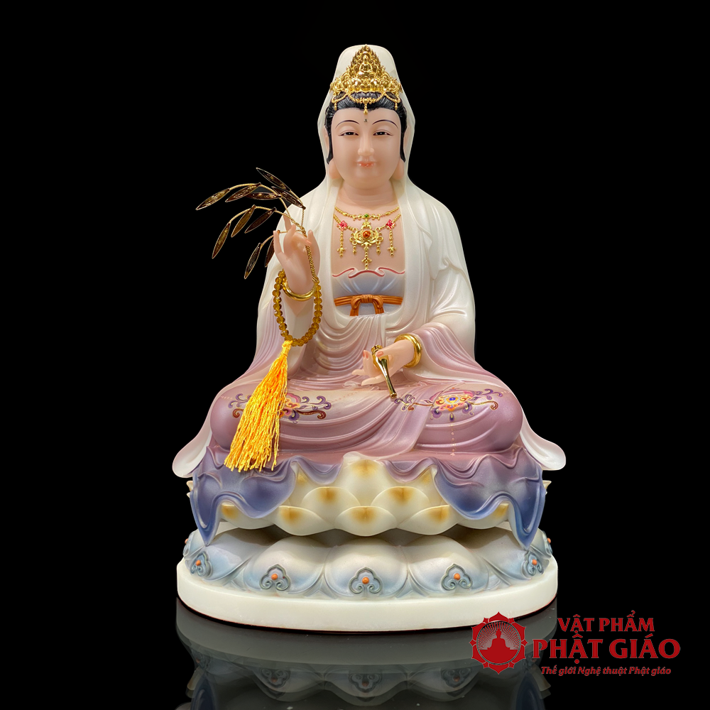 Tượng Quan Âm Bồ Tát Ngồi Đài Sen, Chất Liệu Bột Đá Sơn Tím Cao Cấp, Cao 30cm, 40cm, 48cm, 65cm 5 tuong quan am bo tat ngoi dai sen chat lieu bot da son tim cao cap cao 30cm 40cm 48cm 65cm vat pham phat giao la boi 2