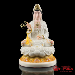 Tượng Quan Âm Bồ Tát Ngồi Đài Sen Đế Cam Bằng Bột Đá Trắng Cao Cấp, Cao 30cm, 40cm, 48cm 3 tuong quan am bo tat ngoi dai sen de cam bang bot da trang cao cap cao 30cm 40cm 48cm 65cm vat pham phat giao la boi 2