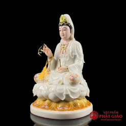 Tượng Quan Âm Bồ Tát Ngồi Đài Sen Đế Cam Bằng Bột Đá Trắng Cao Cấp, Cao 30cm, 40cm, 48cm 2 tuong quan am bo tat ngoi dai sen de cam bang bot da trang cao cap cao 30cm 40cm 48cm 65cm vat pham phat giao la boi 3