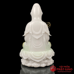 Tượng Quan Âm Bồ Tát Ngồi Đế Non Nước Bằng Bột Đá Màu Cẩm Thạch Viền Vàng, Cao 30cm, 40cm, 48cm, 65cm 5 tuong quan am bo tat ngoi de non nuoc bang bot da mau cam thach vien vang cao 30cm 40cm 48cm 65cm vat pham phat giao la boi 4