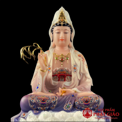 Tượng Quan Âm Bồ Tát Ngồi Đế Non Nước Bằng Bột Đá Sơn Màu Tím, Cao 30cm, 40cm, 48cm, 65cm 1 tuong quan am bo tat ngoi de non nuoc bang bot da son mau tim cao 30cm 40cm 48cm 65cm vat pham phat giao la boi 5
