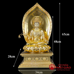 Tượng Quan Âm Ngồi Đế Kim Cang Bằng Đồng Dát Vàng, Cao 48cm, 65cm 2 tuong quan am ngoi de kim cang bang dong dat vang cao cap cao 48cm 65cm vat pham phat giao la boi 6