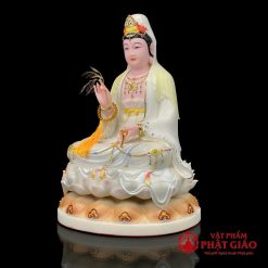 Tượng Quan Thế Âm Bồ Tát Bằng Bột Đá Ngồi Đài Sen Sơn Màu Cao Cấp, Cao 30cm, 40cm, 48cm, 65cm 2 tuong quan the am bo tat bang bot da ngoi dai sen son mau cao cap cao 30cm 40cm 48cm 65cm vat pham phat giao la boi 3