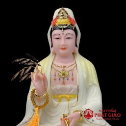 Tượng Quan Thế Âm Bồ Tát Bằng Bột Đá Ngồi Đài Sen Sơn Màu Cao Cấp, Cao 30cm, 40cm, 48cm, 65cm 1 tuong quan the am bo tat bang bot da ngoi dai sen son mau cao cap cao 30cm 40cm 48cm 65cm vat pham phat giao la boi 5