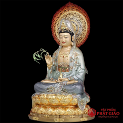 Tượng Quan Thế Âm Bồ Tát Bằng Đồng Áo Bạc, Ngồi Đế Bảo Liên Dát Vàng Cao Cấp, Cao 30cm, 40cm, 48cm 2 tuong quan the am bo tat bang dong ao bac ngoi de bao lien dat vang cao cap cao 30cm 40cm 48cm vat pham phat giao la boi 3