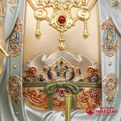 Tượng Quan Thế Âm Bồ Tát Bằng Đồng Áo Bạc, Ngồi Đế Bảo Liên Dát Vàng Cao Cấp, Cao 30cm, 40cm, 48cm 1 tuong quan the am bo tat bang dong ao bac ngoi de bao lien dat vang cao cap cao 30cm 40cm 48cm vat pham phat giao la boi 4