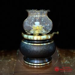 Đèn Dầu Bằng Đồng Vân Đá Đen Sần Cao Cấp 4 0 1