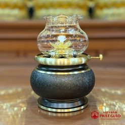 Đèn Dầu Bằng Đồng Vân Đá Đen Sần Cao Cấp 6 1