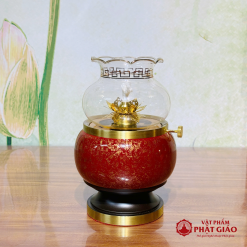 Đèn Dầu Chất Liệu Đồng Vân Đá Màu Nâu Đỏ, Nhiều Kích Cỡ 3 1 4