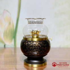 Đèn Dầu Chất Liệu Đồng Vân Đá Màu Vàng Đen, Nhiều Kích Cỡ 1 1 5