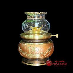 Đèn Dầu Chất Liệu Đồng Đỏ Họa Tiết Hoa Sen Chữ Phật 1 1 8
