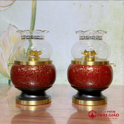Đèn Dầu Chất Liệu Đồng Vân Đá Màu Nâu Đỏ, Nhiều Kích Cỡ 2 2 1