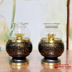 Đèn Dầu Chất Liệu Đồng Vân Đá Màu Vàng Đen, Nhiều Kích Cỡ 2 2 2