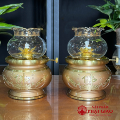 Đèn Dầu Chất Liệu Đồng Vàng Họa Tiết Hoa Sen Chữ Phật 2 2 6