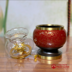 Đèn Dầu Chất Liệu Đồng Vân Đá Màu Nâu Đỏ, Nhiều Kích Cỡ 4 3 2