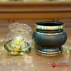 Đèn Dầu Bằng Đồng Vân Đá Đen Sần Cao Cấp 5 3