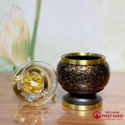 Đèn Dầu Chất Liệu Đồng Vân Đá Màu Vàng Đen, Nhiều Kích Cỡ 3 3 3