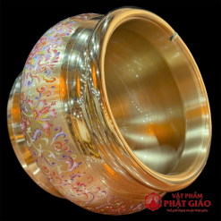Đèn Dầu Bằng Đồng Họa Tiết Hoa Sen Màu, Cao 35cm 3 3 4