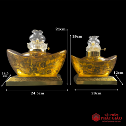 Đèn Dầu Đính Bảo Thủy Tinh Màu Vàng 1 3 5