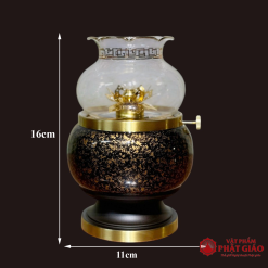 Đèn Dầu Chất Liệu Đồng Vân Đá Màu Vàng Đen, Nhiều Kích Cỡ 4 4 2