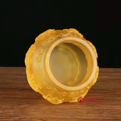 Đèn Dầu Tám Cát Tường Chất Liệu Lưu Ly Bọc Đồng, Cao 16cm 7 4