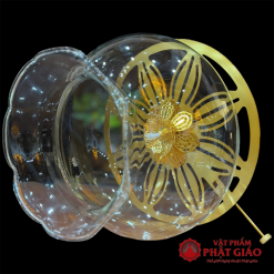 Đèn Dầu Bằng Đồng Họa Tiết Hoa Sen Màu, Cao 35cm 4 4 3