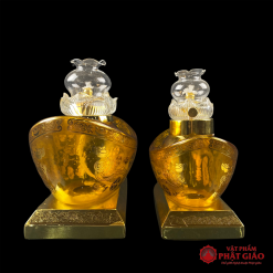 Đèn Dầu Đính Bảo Thủy Tinh Màu Vàng 4 4 4